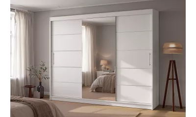Szafa przesuwna z lustrem 250 cm Aston VI w kolorze białym