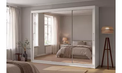 Szafa 3-drzwiowa z lustrem Aston III 250 cm w kolorze białym