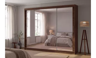 Szafa 3-drzwiowa z lustrem Aston III 250 cm w kolorze orzech warmia