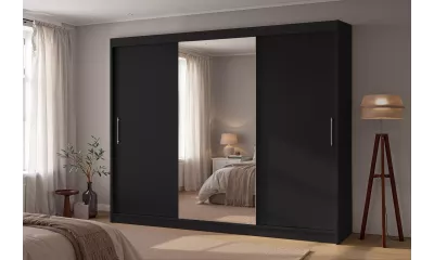 Szafa przesuwna z lustrem 250 cm Aston w kolorze czarnym
